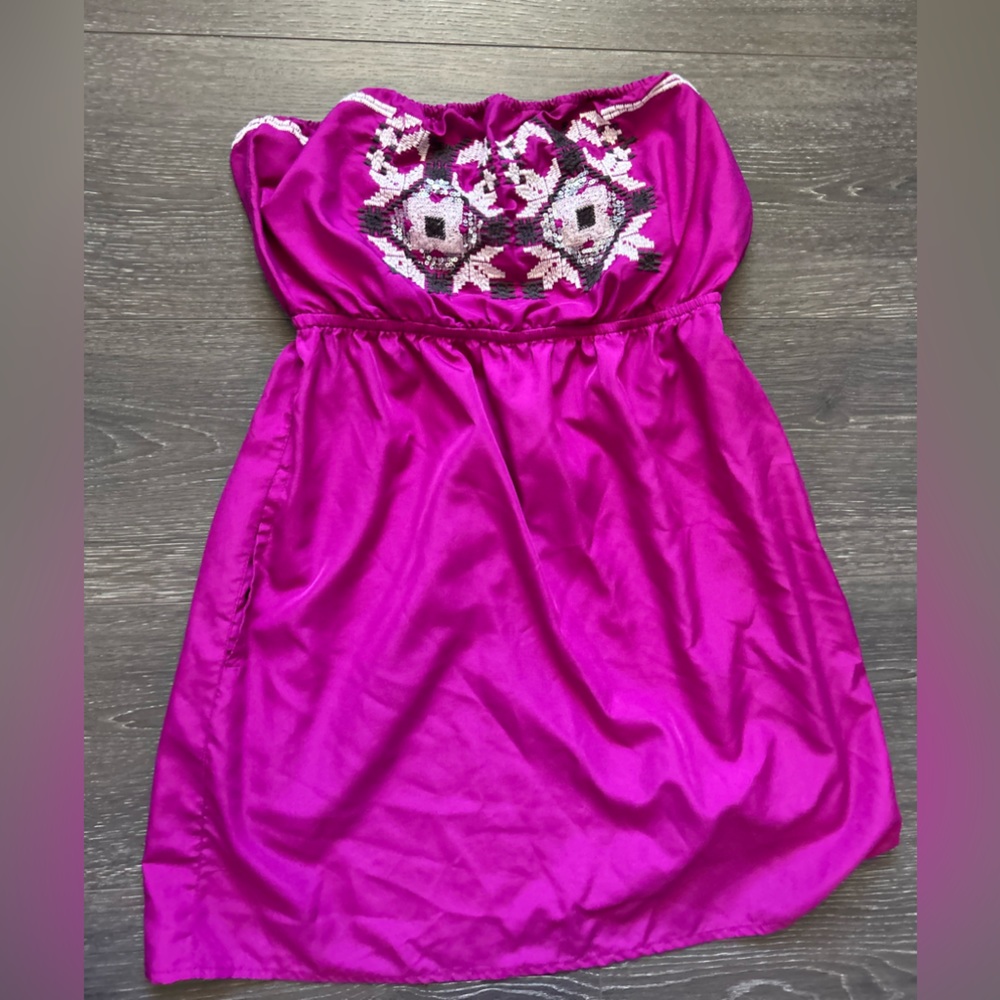 Roxy Sleeveless dress, swim cover up, Sz Med, magenta purple mini with pockets
